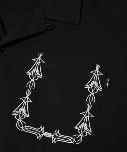 HUF(ハフ)の「PINSTRIPE EMB RESORT SHIRT(シャツ/ブラウス・メンズ・グリーン系その他/ブラック・S/M/L/XL)」の6枚目の写真