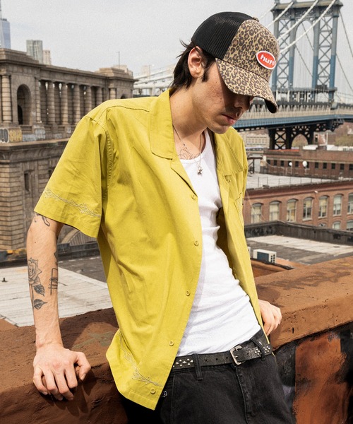 HUF(ハフ)の「PINSTRIPE EMB RESORT SHIRT(シャツ/ブラウス・メンズ・グリーン系その他/ブラック・S/M/L/XL)」の4枚目の写真