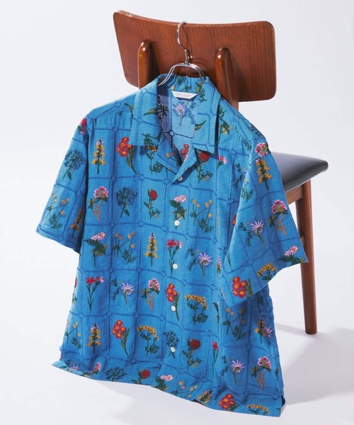 JOURNAL STANDARD(ジャーナルスタンダード)の「フラワー エンブロイダリー 半袖 シャツ(シャツ/ブラウス・メンズ・ブラック/ブルー系その他/ホワイト・MEDIUM/LARGE)」の1枚目の写真