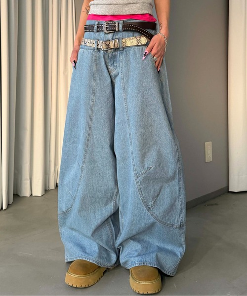 sedacle（セダクル）の「ダブルウエストバレルデニム（デニムパンツ・メンズ・ブラック/ライトブルー・LARGE/MEDIUM/SMALL）」の12枚目の写真