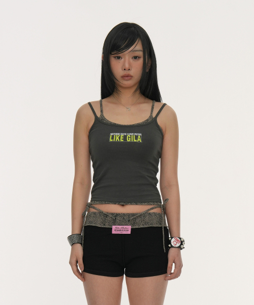 GILAARCHIVE(ギラアーカイブ)の「LAYERED BOX LOGO SLEEVELESS (LEOPARD)_BLACK(Tシャツ/カットソー・レディース・その他・FREE)」の1枚目の写真