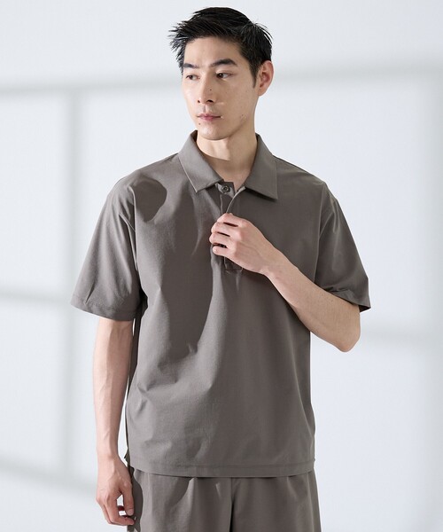 ABAHOUSE GRAY(アバハウスグレイ)の「【セットアップ対応】360°ストレッチ リップストップ リラックス ポロシャツ/ 吸水速乾 / 遮熱 / UVカット(ポロシャツ・メンズ・ネイビー/チャコールグレー/ブラック・48/46/50)」の3枚目の写真