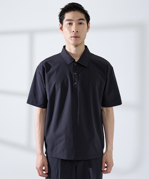 ABAHOUSE GRAY(アバハウスグレイ)の「【セットアップ対応】360°ストレッチ リップストップ リラックス ポロシャツ/ 吸水速乾 / 遮熱 / UVカット(ポロシャツ・メンズ・ネイビー/チャコールグレー/ブラック・48/46/50)」の5枚目の写真