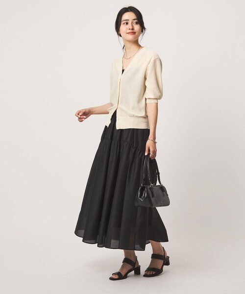green label relaxing(グリーンレーベルリラクシング)の「スパンコール ラメ Vネック ニット カーディガン(カーディガン/ボレロ・レディース・オフホワイト/ブラウン/ブラック・FREE)」の13枚目の写真