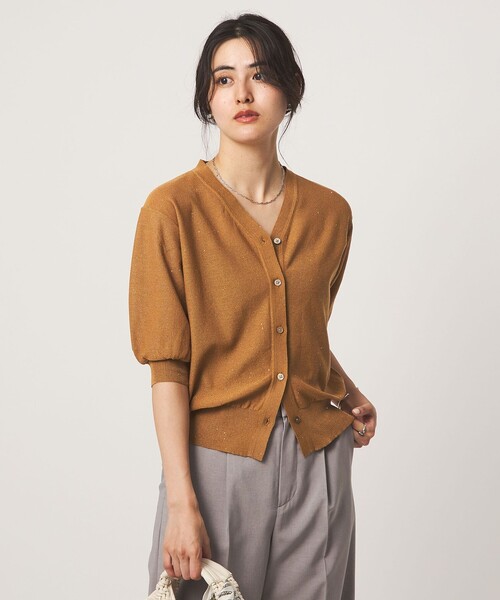 green label relaxing(グリーンレーベルリラクシング)の「スパンコール ラメ Vネック ニット カーディガン(カーディガン/ボレロ・レディース・オフホワイト/ブラウン/ブラック・FREE)」の16枚目の写真