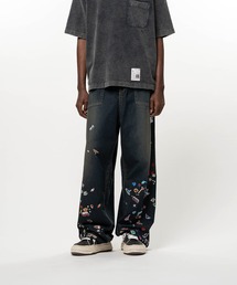 Kids Sticker Printed Baker Denim Pants