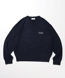 【FFEIN(フェイン)】ウール混Vネックニット / ウール混 刺繍 ニット Vネック ユニセックス