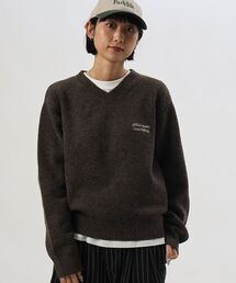 【FFEIN(フェイン)】ウール混Vネックニット / ウール混 刺繍 ニット Vネック ユニセックス