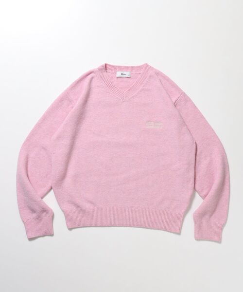 FFEIN（フェイン）の「【FFEIN(フェイン)】ウール混Vネックニット / ウール混 刺繍 ニット Vネック ユニセックス（ニット/セーター・メンズ・ブラック/グレー/ブラウン/アイボリー/ミント/イエロー/ネイビー/ピンク・SMALL/LARGE/MEDIUM）」の8枚目の写真