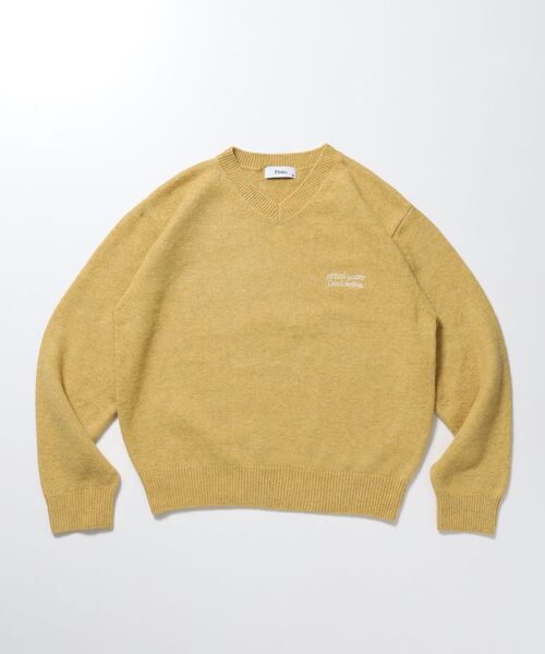 FFEIN（フェイン）の「【FFEIN(フェイン)】ウール混Vネックニット / ウール混 刺繍 ニット Vネック ユニセックス（ニット/セーター・メンズ・ブラック/グレー/ブラウン/アイボリー/ミント/イエロー/ネイビー/ピンク・SMALL/LARGE/MEDIUM）」の7枚目の写真