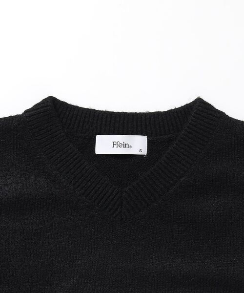FFEIN（フェイン）の「【FFEIN(フェイン)】ウール混Vネックニット / ウール混 刺繍 ニット Vネック ユニセックス（ニット/セーター・メンズ・ブラック/グレー/ブラウン/アイボリー/ミント/イエロー/ネイビー/ピンク・SMALL/LARGE/MEDIUM）」の12枚目の写真