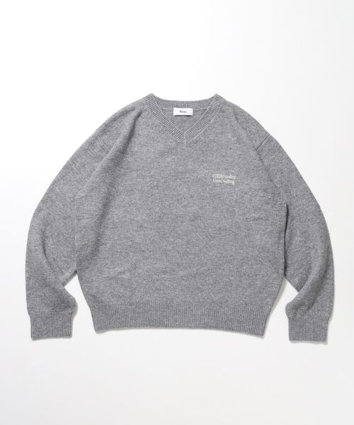 FFEIN（フェイン）の「【FFEIN(フェイン)】ウール混Vネックニット / ウール混 刺繍 ニット Vネック ユニセックス（ニット/セーター・メンズ・ブラック/グレー/ブラウン/アイボリー/ミント/イエロー/ネイビー/ピンク・SMALL/LARGE/MEDIUM）」の15枚目の写真