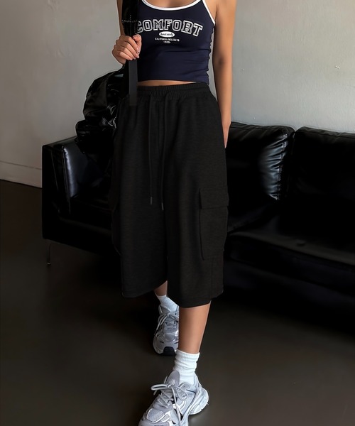 almo(アルモ)の「【LAMPOON】スエットカーゴハーフパンツ(スウェットパンツ・レディース・グレー/ブラック・SMALL/MEDIUM/LARGE)」の5枚目の写真