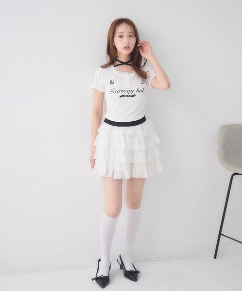 ems excite（エムズエキサイト）の「スポーティーレイヤードカットソー（Tシャツ/カットソー・レディース・ホワイト/ピンク/ダークブルー・FREE）」の8枚目の写真
