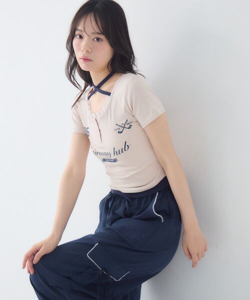 ems excite（エムズエキサイト）の「スポーティーレイヤードカットソー（Tシャツ/カットソー・レディース・ホワイト/ピンク/ダークブルー・FREE）」の10枚目の写真
