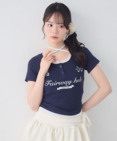 ems excite（エムズエキサイト）の「スポーティーレイヤードカットソー（Tシャツ/カットソー・レディース・ホワイト/ピンク/ダークブルー・FREE）」の16枚目の写真