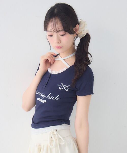 ems excite（エムズエキサイト）の「スポーティーレイヤードカットソー（Tシャツ/カットソー・レディース・ホワイト/ピンク/ダークブルー・FREE）」の18枚目の写真