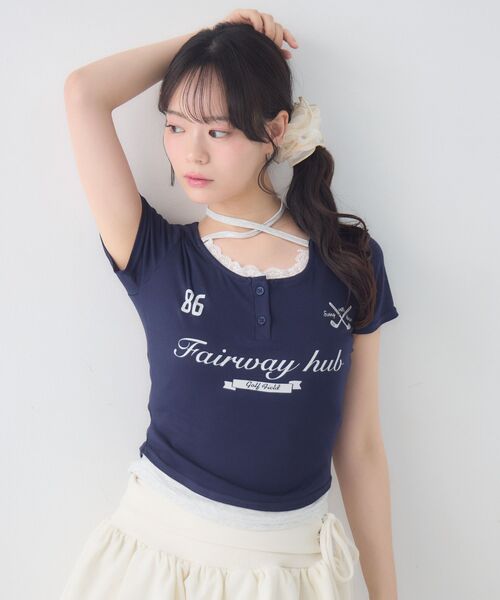 ems excite（エムズエキサイト）の「スポーティーレイヤードカットソー（Tシャツ/カットソー・レディース・ホワイト/ピンク/ダークブルー・FREE）」の19枚目の写真