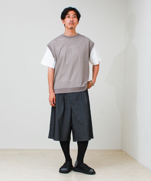 GLOSTER(グロスター)の「【2点セット】メッシュベスト アンサンブルTEE(Tシャツ/カットソー・メンズ・グレイッシュベージュ/ブラック・L/M/S)」の10枚目の写真