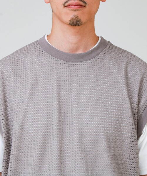 GLOSTER(グロスター)の「【2点セット】メッシュベスト アンサンブルTEE(Tシャツ/カットソー・メンズ・グレイッシュベージュ/ブラック・L/M/S)」の15枚目の写真