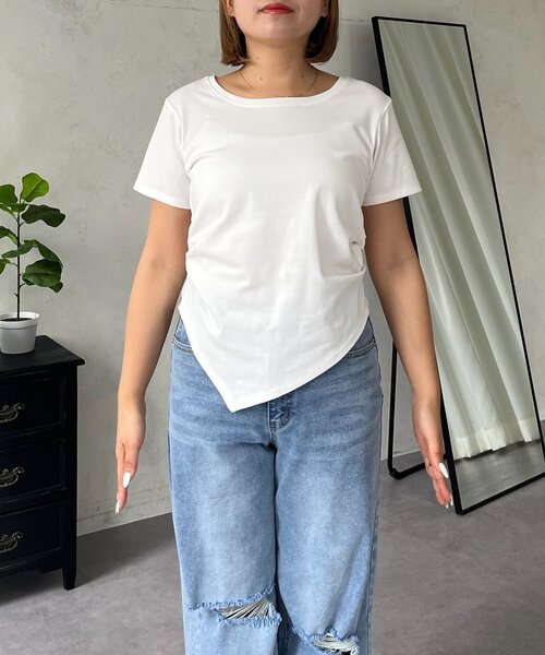 prose verse（プロズヴェール）の「【MOMO】サイドギャザードレープTシャツ（Tシャツ/カットソー・レディース・オフホワイト/ブラック・LARGE/MEDIUM）」の20枚目の写真