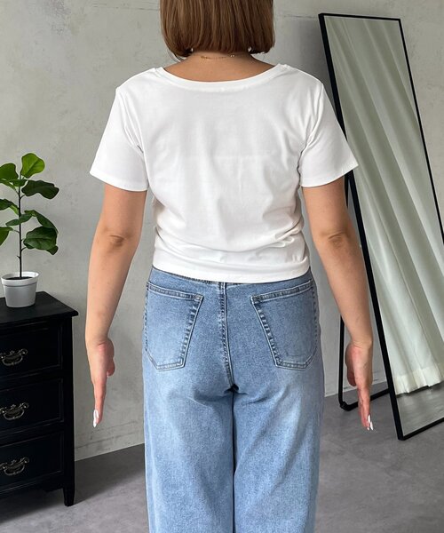 prose verse（プロズヴェール）の「【MOMO】サイドギャザードレープTシャツ（Tシャツ/カットソー・レディース・オフホワイト/ブラック・LARGE/MEDIUM）」の22枚目の写真