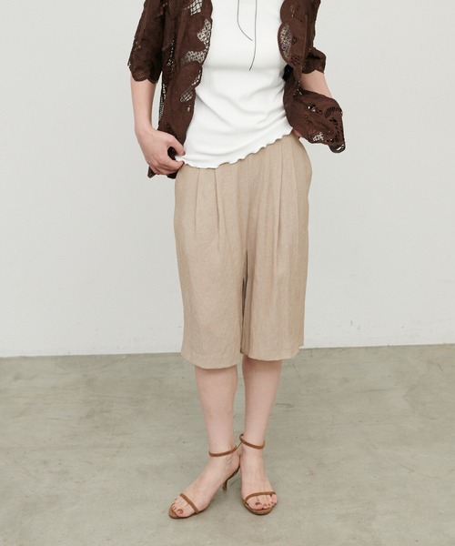 LARUTA(ラルータ)の「【LARUTA】シャンブレーショートパンツ(その他パンツ・レディース・チャコールグレー/ベージュ・MEDIUM)」の2枚目の写真