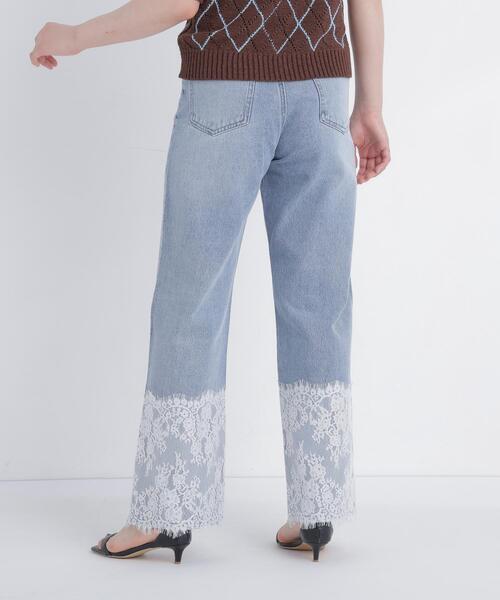 NATURAL BEAUTY BASIC(ナチュラルビューティーベーシック)の「ヘムレースワイドデニム(デニムパンツ・レディース・ブルー・SMALL/P/S/MEDIUM)」の5枚目の写真