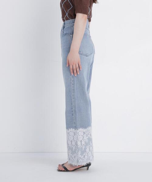 NATURAL BEAUTY BASIC(ナチュラルビューティーベーシック)の「ヘムレースワイドデニム(デニムパンツ・レディース・ブルー・SMALL/P/S/MEDIUM)」の10枚目の写真