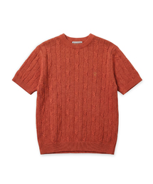 HIGH-TWIST LINEN CABLE S/S KNIT (ORANGE)