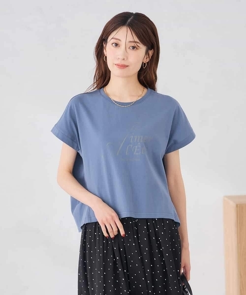 a.v.v(アーヴェヴェ)の「【UVカット/接触冷感】フォルムロゴTシャツ(Tシャツ/カットソー・レディース・グレー系その他/ブルー・39)」の2枚目の写真