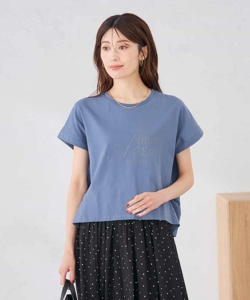 a.v.v(アーヴェヴェ)の「【UVカット/接触冷感】フォルムロゴTシャツ(Tシャツ/カットソー・レディース・グレー系その他/ブルー・39)」の4枚目の写真