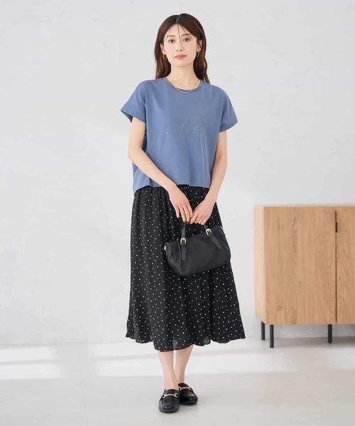 a.v.v(アーヴェヴェ)の「【UVカット/接触冷感】フォルムロゴTシャツ(Tシャツ/カットソー・レディース・グレー系その他/ブルー・39)」の8枚目の写真