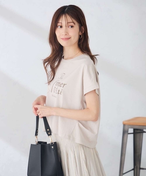 a.v.v(アーヴェヴェ)の「【UVカット/接触冷感】フォルムロゴTシャツ(Tシャツ/カットソー・レディース・グレー系その他/ブルー・39)」の13枚目の写真
