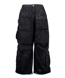 [FST] MASSIVE WASHED BLACK CARGO PANTS