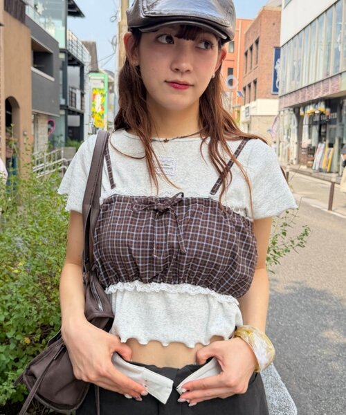 w closet(ダブルクローゼット)の「チェックビスチェ(キャミソール・レディース・ブラウン/レッド/ブルー/グリーン・FREE)」の11枚目の写真
