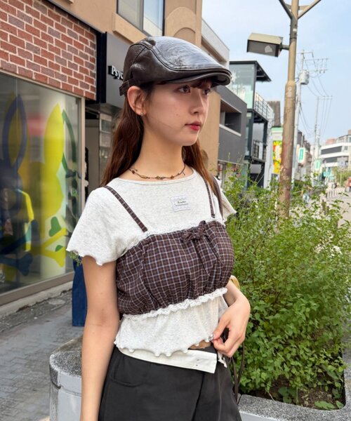 w closet(ダブルクローゼット)の「チェックビスチェ(キャミソール・レディース・ブラウン/レッド/ブルー/グリーン・FREE)」の12枚目の写真