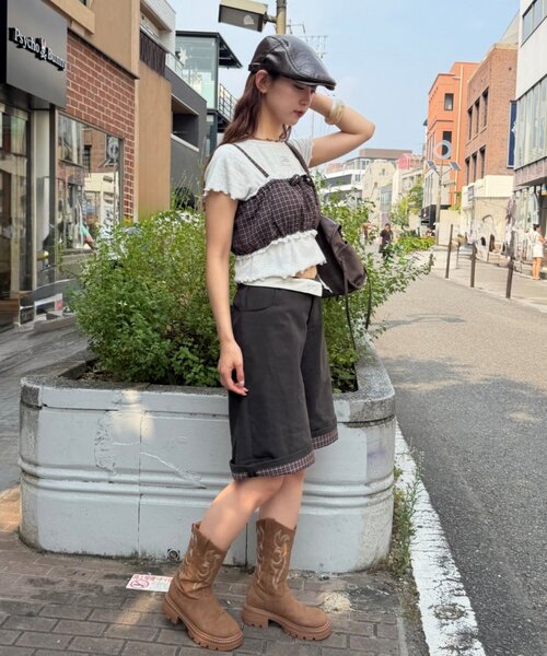 w closet(ダブルクローゼット)の「チェックビスチェ(キャミソール・レディース・ブラウン/レッド/ブルー/グリーン・FREE)」の13枚目の写真