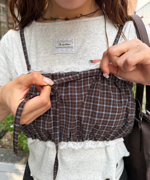 w closet(ダブルクローゼット)の「チェックビスチェ(キャミソール・レディース・ブラウン/レッド/ブルー/グリーン・FREE)」の15枚目の写真