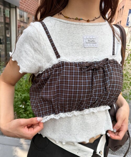 w closet(ダブルクローゼット)の「チェックビスチェ(キャミソール・レディース・ブラウン/レッド/ブルー/グリーン・FREE)」の16枚目の写真