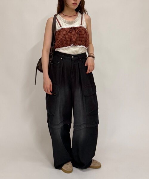 w closet(ダブルクローゼット)の「チェックビスチェ(キャミソール・レディース・ブラウン/レッド/ブルー/グリーン・FREE)」の10枚目の写真