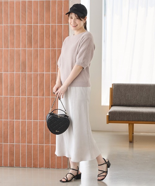 Honeys（ハニーズ）の「半袖シャギーニット（ニット/セーター・レディース・ブラウン/アイボリー/グレー/オリーブ/ピンク系・L/M）」の11枚目の写真