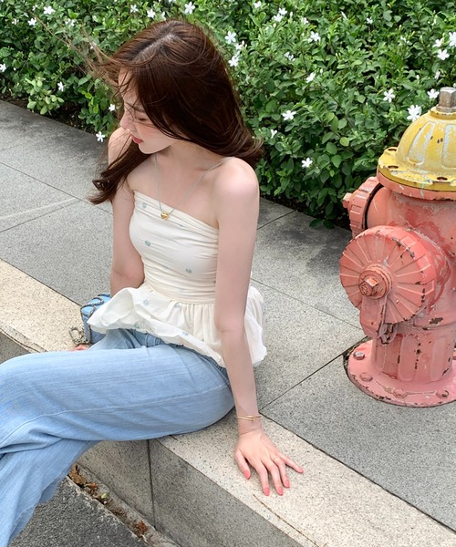 Girly Doll（ガーリードール）の「ペプラムギャザーチューブトップ（チューブトップ・レディース・ベージュ/ブラック/チェック・FREE）」の15枚目の写真