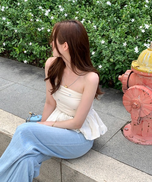 Girly Doll（ガーリードール）の「ペプラムギャザーチューブトップ（チューブトップ・レディース・ベージュ/ブラック/チェック・FREE）」の18枚目の写真
