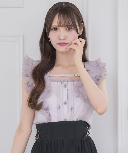 couture BY ROJITA（クチュールバイロジータ）の「クロスベルトフリルショルダーブラウス（シャツ/ブラウス・レディース・パープル/ホワイト/マルチ・FREE）」の3枚目の写真