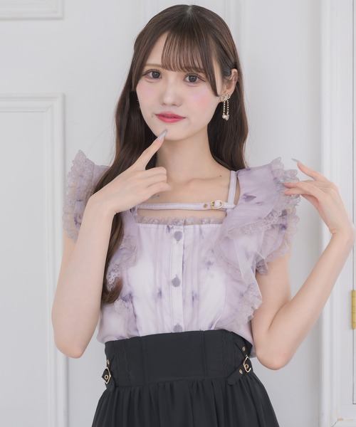 couture BY ROJITA（クチュールバイロジータ）の「クロスベルトフリルショルダーブラウス（シャツ/ブラウス・レディース・パープル/ホワイト/マルチ・FREE）」の5枚目の写真