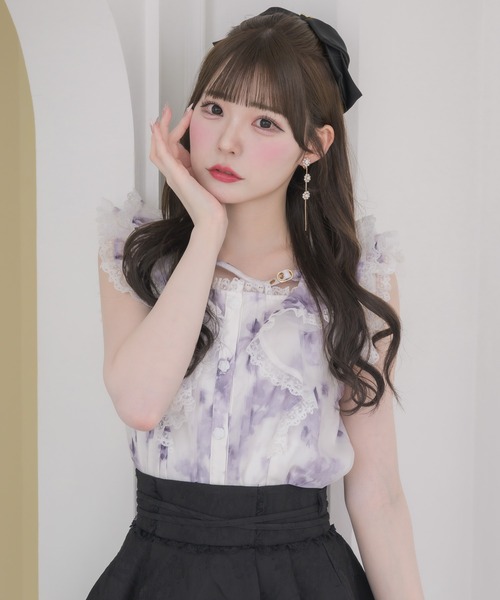 couture BY ROJITA（クチュールバイロジータ）の「クロスベルトフリルショルダーブラウス（シャツ/ブラウス・レディース・パープル/ホワイト/マルチ・FREE）」の12枚目の写真