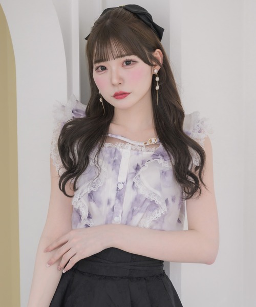couture BY ROJITA（クチュールバイロジータ）の「クロスベルトフリルショルダーブラウス（シャツ/ブラウス・レディース・パープル/ホワイト/マルチ・FREE）」の13枚目の写真