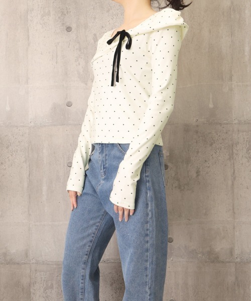 Miniministore(ミニミニストア)の「カットソー ドット柄 長袖トップス 春秋(Tシャツ/カットソー・レディース・アイボリー・FREE)」の9枚目の写真