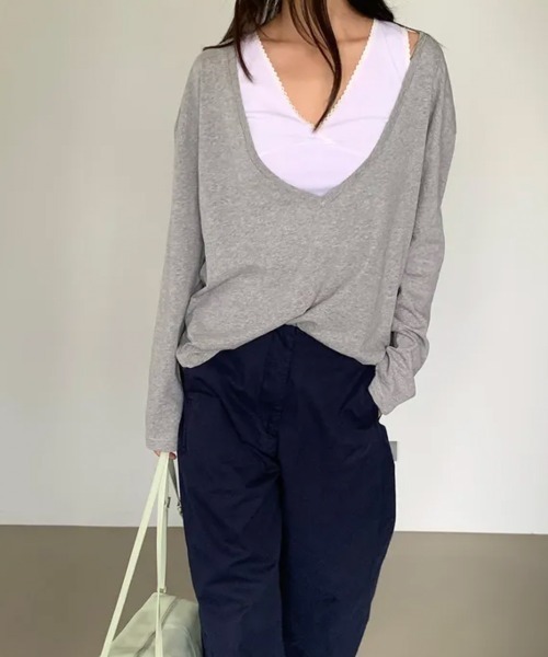 LOENNE(ロエヌ)の「Lace Trim Sleeveless Top / レーストリムノースリーブトップス(Tシャツ/カットソー・レディース・アイボリー/ブラック/チャコールグレー・FREE)」の2枚目の写真